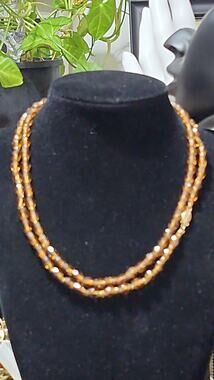 Vintage Weiss 36" 14K Gold Filled Honey Amber Bead Necklace (1/20 14K)